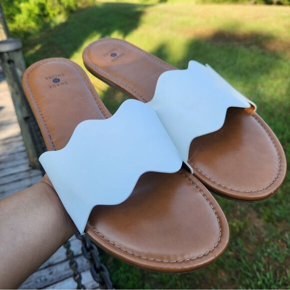Target Shade & Shore Women's White-Brown Sandals Slip-on Size 10 - Picture 5 of 11